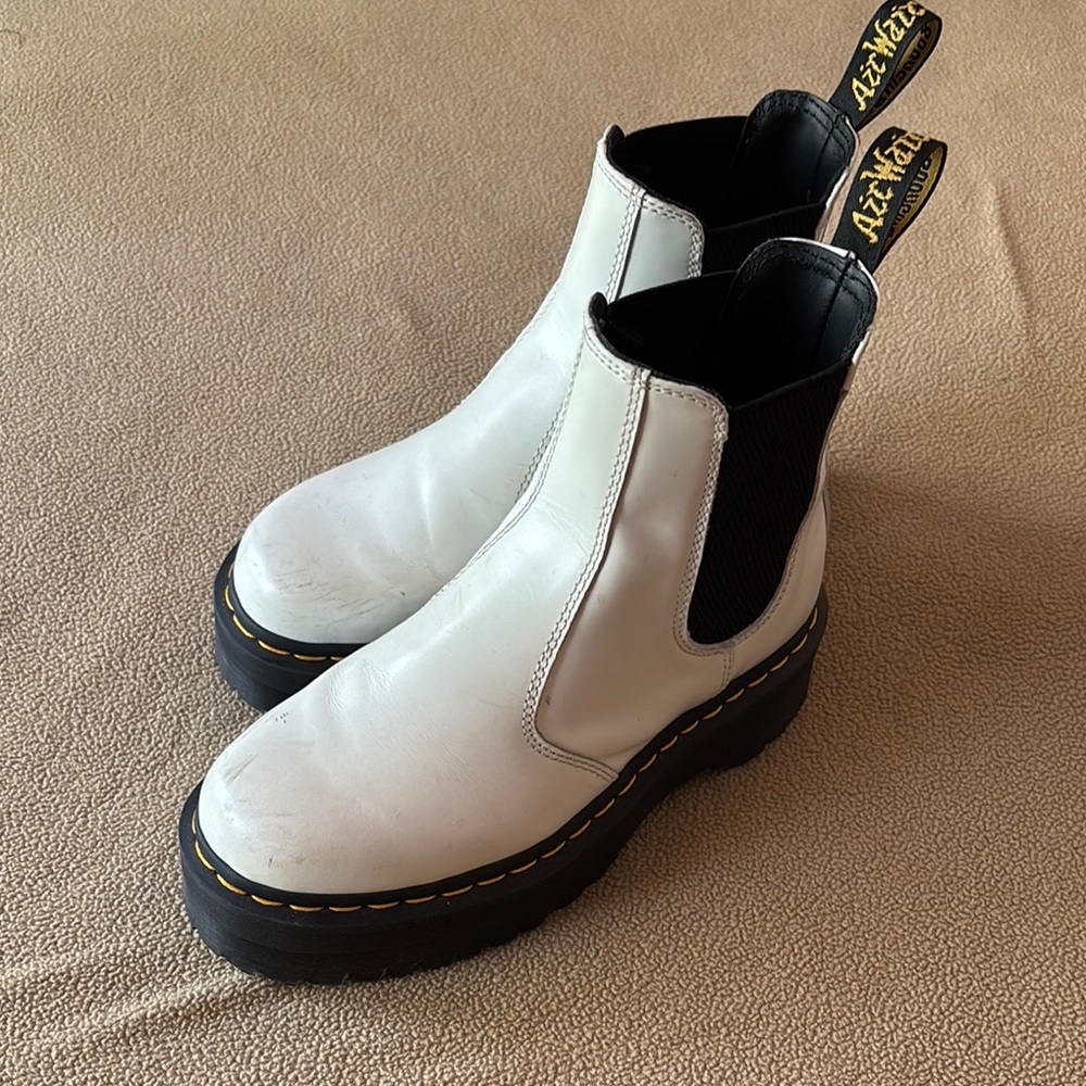 Dr. Martens White and Black Ankle Boots